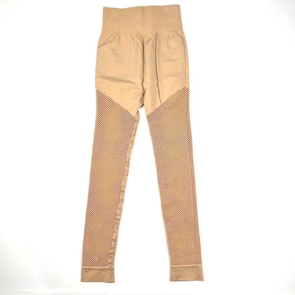 Carbon38 Womens Tan High Waisted Seamless Mesh Activewear Leggings XS/S